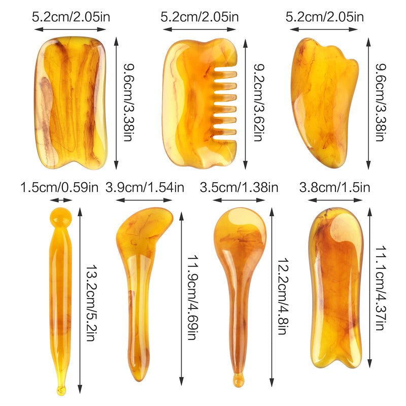 7 PCS Gua Sha Scraping Massage Tool Gua Sha Facial Massage Tool Natural Resin Gua Sha Scraper Board Health Care Beauty Body Face Massage Tool for Unblock Meridians Eliminate Fatigue - NewNest Australia