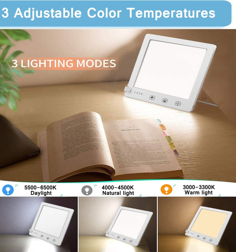 Light Therapy Lamp, 2000-10000 Lux Portable Natural Sunlight Lamp LED Light Box with 3 Adjustable Brightness Levels,Full UV-Free LED Spectrum,Touch Control SAD/Depression/Sleep Disorder(6.31 Inch) - NewNest Australia