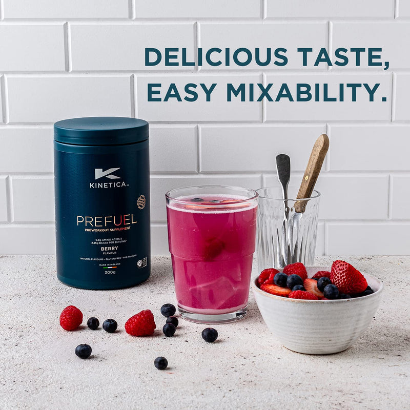 Kinetica Prefuel Berry Pre-Workout Powder 300 G, Pre-Workout Booster For Athletes, For Use Pre-Training, Sugar-Free, Includes Measuring Spoon, Good Solubility And Pure Taste - NewNest Australia