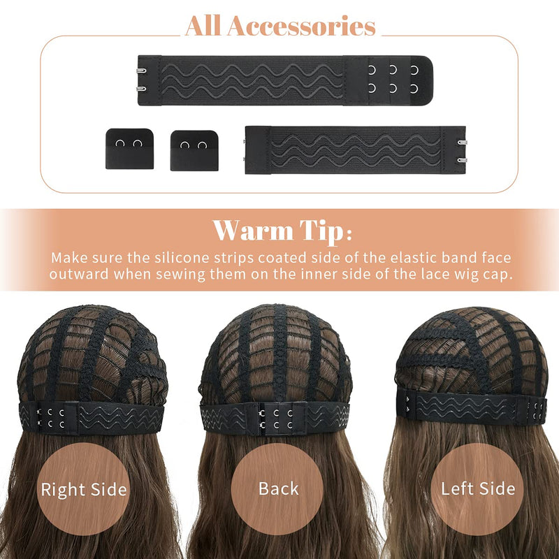 MYKURS 8 Pack Adjustable Wig Elastic Band, Silicone Coated Elastic Straps for Non-Slip Wigs Making and Sewing, Black - NewNest Australia