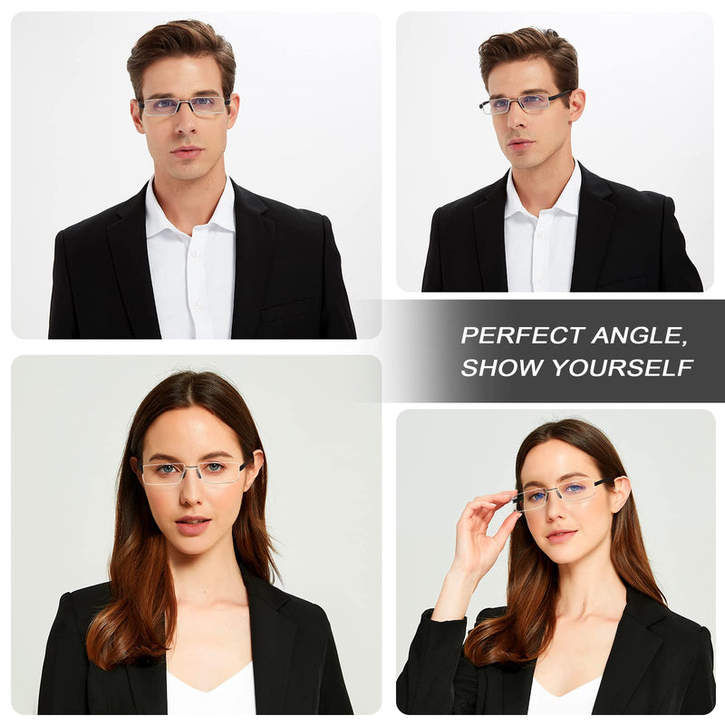 EYEURL Reading Glasses with Ultralight TR90 Glasses Frame Reading Aid Made of Metal Frame with Glasses Case for Men and Women Anti-Blue Light Reading Glasses Black 2.0 x - NewNest Australia