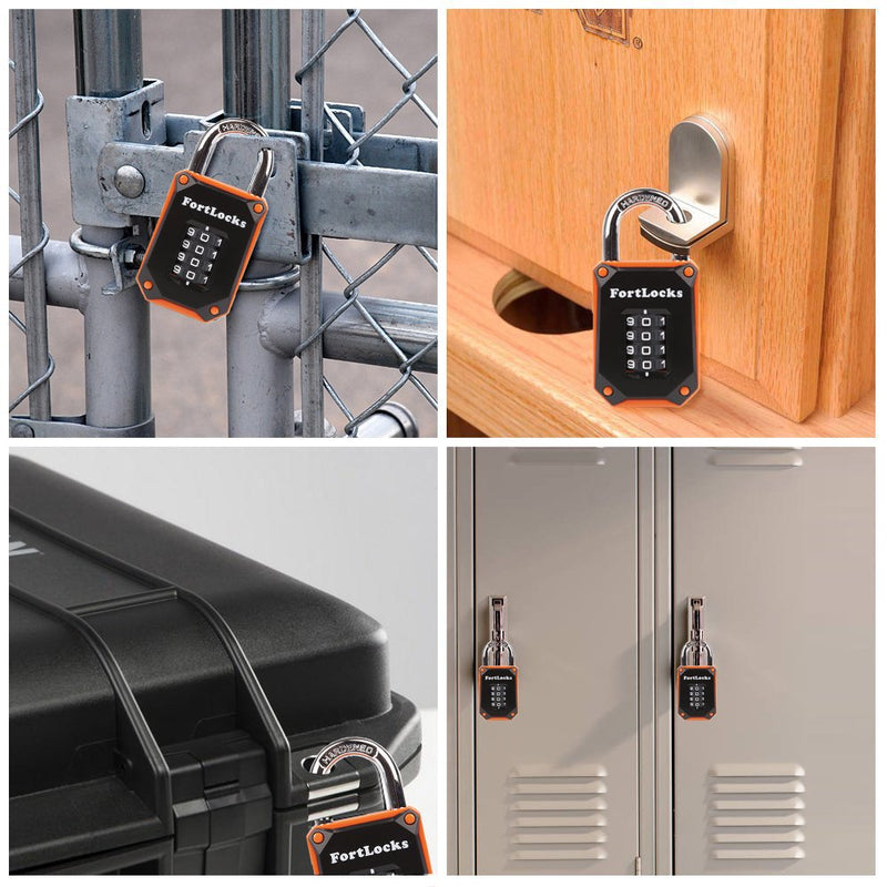 2 Pack FortLocks Gym Locker Lock - 4 Digit, Heavy Duty, Hardened Stainless Steel, Weatherproof and Outdoor Combination Padlock - Easy to Read Numbers - Resettable and Cut Proof Combo Code - Orange - NewNest Australia