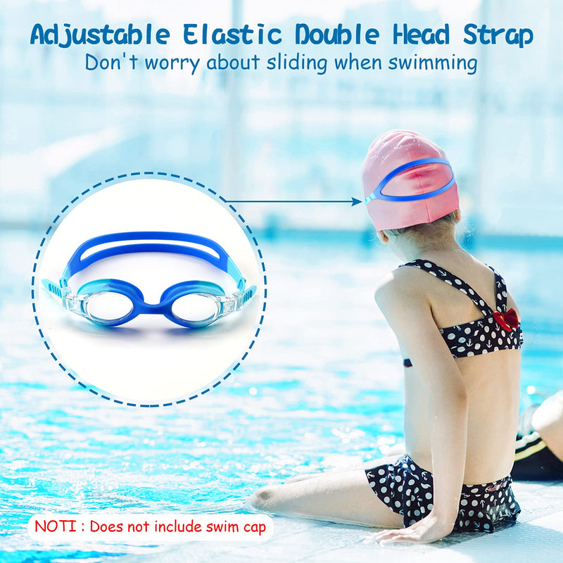 COOLOO Kids Goggles for Swimming for Age 3-15, 2 Pack Kids Swim Goggles with Nose Cover, No Leaking, Anti-Fog, Waterproof A-blue & Purple - NewNest Australia