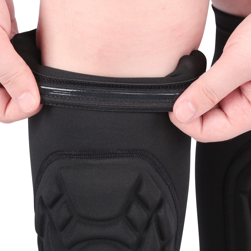 HOBRAVE 2PCS Soccer Shin Guards Padded Calf Compression Sleeves Supports for Shin Splint X-Large Black - NewNest Australia