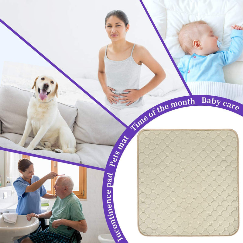Waterproof Seat Pad Absorbent Incontinence Pad Washable Reusable Seat Protector Pad Four Layers Healthcare Chair Pad Non-Slip Under Pad for Men Women Baby Senior and Pet,22"X21" Beige - NewNest Australia