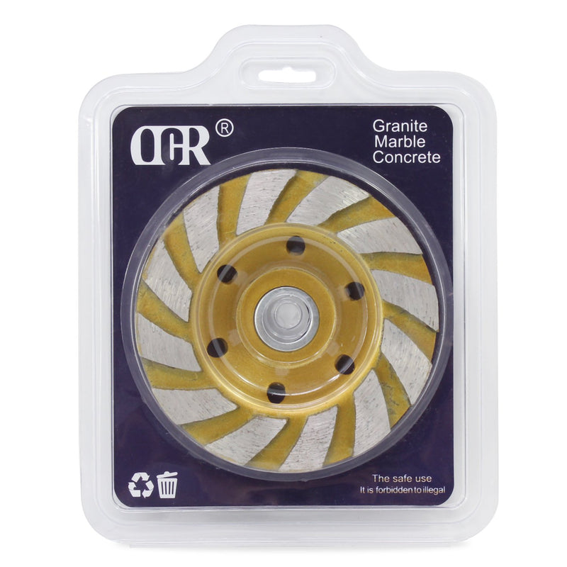 OCR 4" Concrete Turbo Diamond Grinding Cup Wheel Three Row Turbo Cup Disc Grinder for Angle Grinder 12 Segs Heavy Duty (Yellow 12segs B) Yellow 12segs B - NewNest Australia