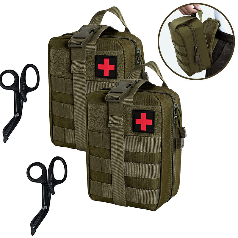 2 Pieces Krisvie First Aid Bag, Molle Empty Tactical Belt Bag, Edc Tactical Ifak Small Pouch, Suitable For Outdoor, First Aid Belt Bag, Camping Gadgets Set, Epa Bag, Travel Pharmacy, Motorcycle - NewNest Australia