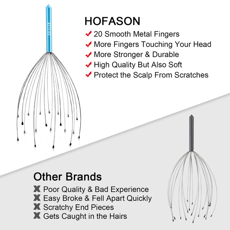HOFASON Head Massager Scalp Scratcher with 20 Fingers, Handheld Head Scratcher Tingler Massage for Deep Relaxation, Hair Stimulation and Body Stress Relax(Random Colors) 1 Pack - NewNest Australia