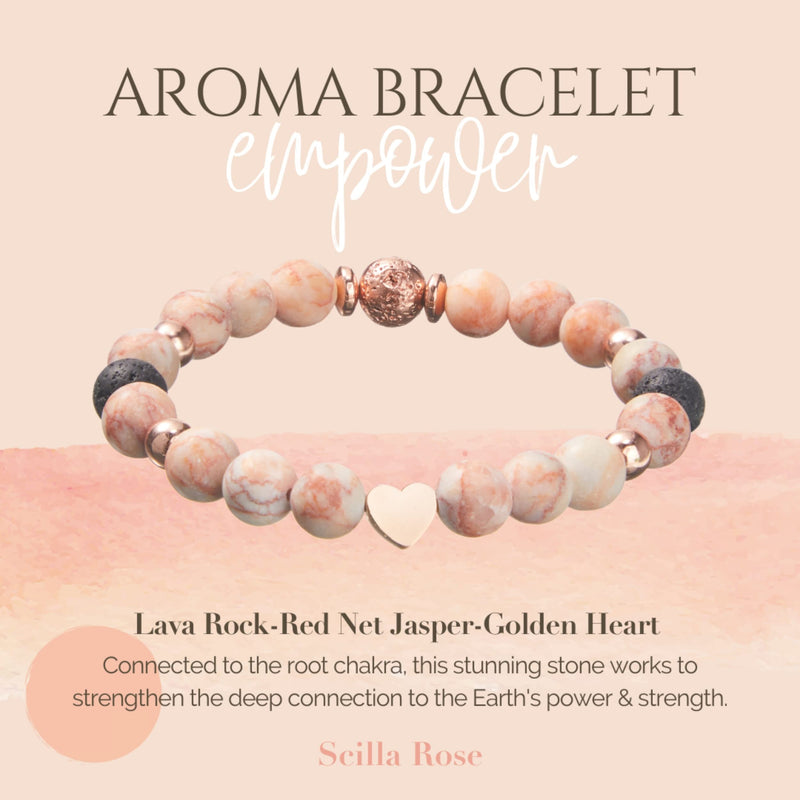 Anxiety Bracelet for Women- Lava Rock and Red Jasper Crystal Diffuser with Good Sleep Oil - Aromatherapy Crystals – with Love Heart Charm- Wellness Bracelet Gifts for Women - Gift Box - NewNest Australia