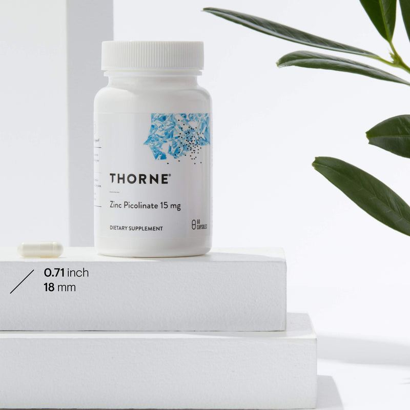 Thorne Zinc Picolinate 15mg - Highly Absorbable Zinc Supplement - Supports Wellness, Immune System, and Eye and Reproductive Health - Gluten-Free, Soy-Free, Dairy-Free - 60 Capsules - NewNest Australia
