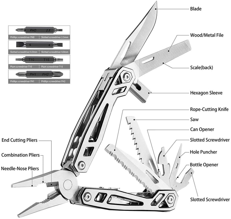 WETOLS 21-in-1 Multi-Pliers, Multi-Tools, Foldable and Self-Locking, with Hard Stainless Steel, Multitool Used as Pliers, Knife, Bottle Opener, Screwdriver, Sickle etc, WE-182 - NewNest Australia