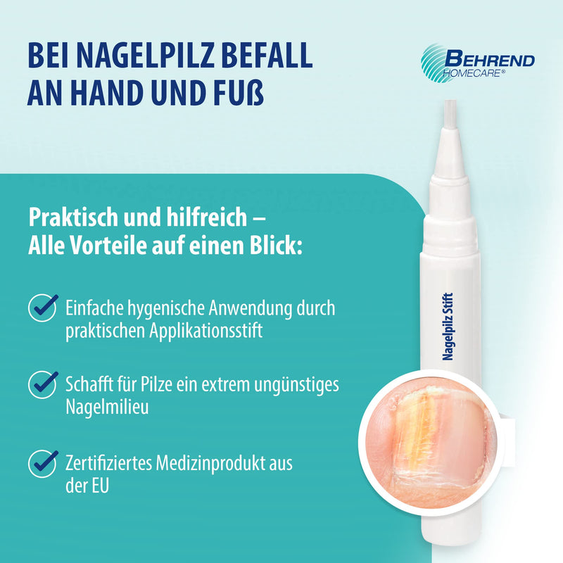Behrend Homecare - nail fungus pen for quick nail fungus treatment for fungal infections - polish for fingernails and toenails - medical product with scientifically proven effectiveness - NewNest Australia