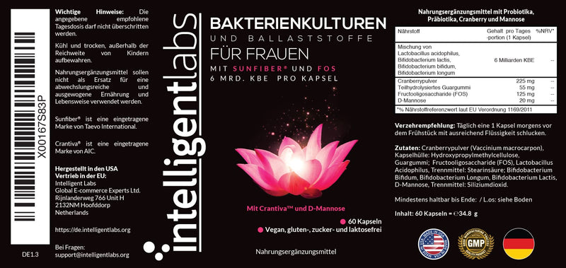Best Probiotics For Women, Uti Formula With Cranberry Extract, D-Mannose And Prebiotics In One! 6 Billion Cfu Probiotic, One Capsule Per Day, 2 Months Supply Per Tin - NewNest Australia