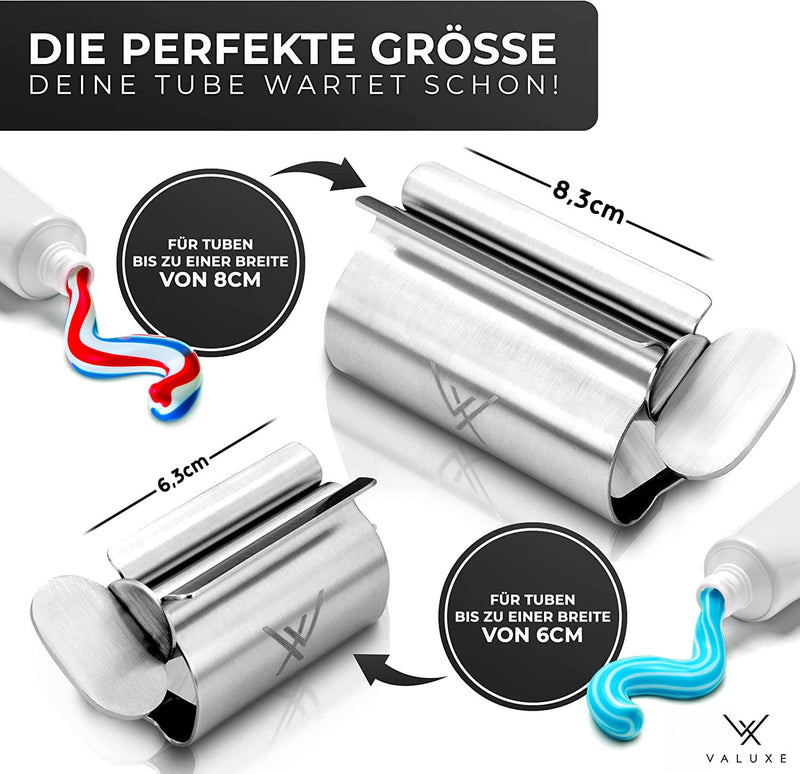 Valuxe Premium Tube Squeezer [2 Sizes] - Stainless Steel Toothpaste Squeezer - Effective Tube Press - Includes Hanging Loop - Restless Squeezing Guaranteed - NewNest Australia