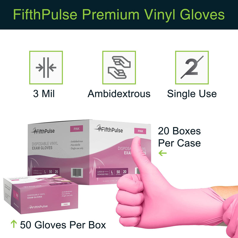Pink Vinyl Disposable Gloves Small 50 Pack - Latex Free, Powder Free Medical Exam Gloves - Surgical, Home, Cleaning, and Food Gloves - 3 Mil Thickness Small (Pack of 50) Pink - NewNest Australia