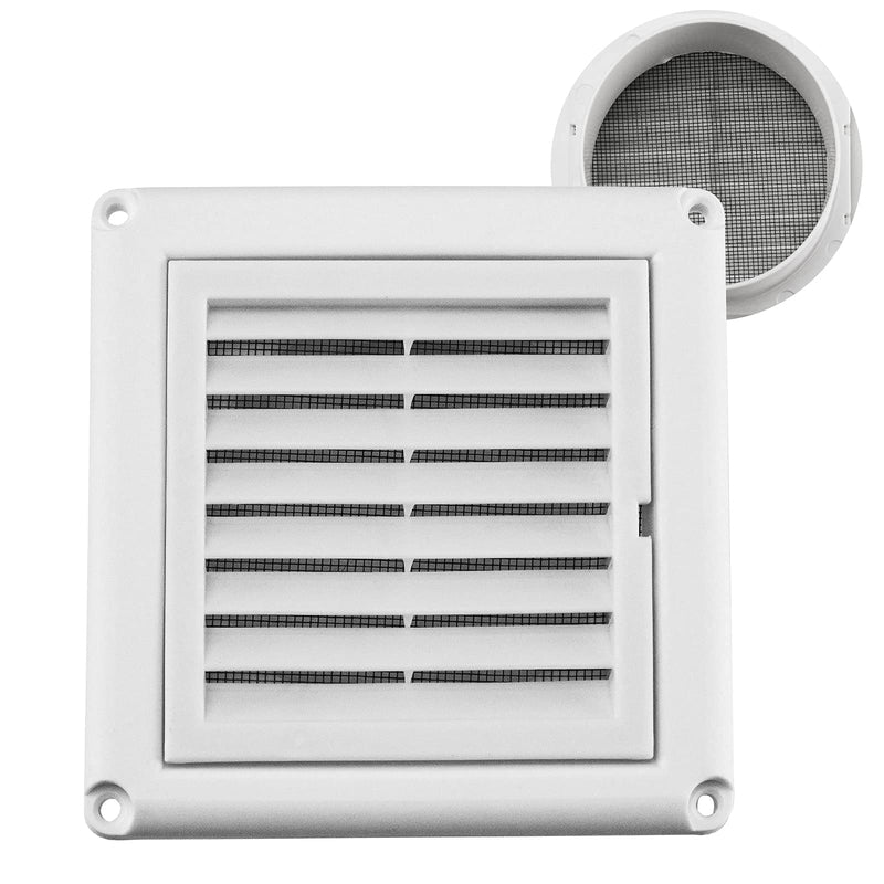 Funmit 4" Louvered Vent Cover Stops Birds Nesting for Outside Dryer Exhaust Air Vent Cover with 4 Screws for Easy Installation (White) 4" Dryer vent cover Outdoor - NewNest Australia