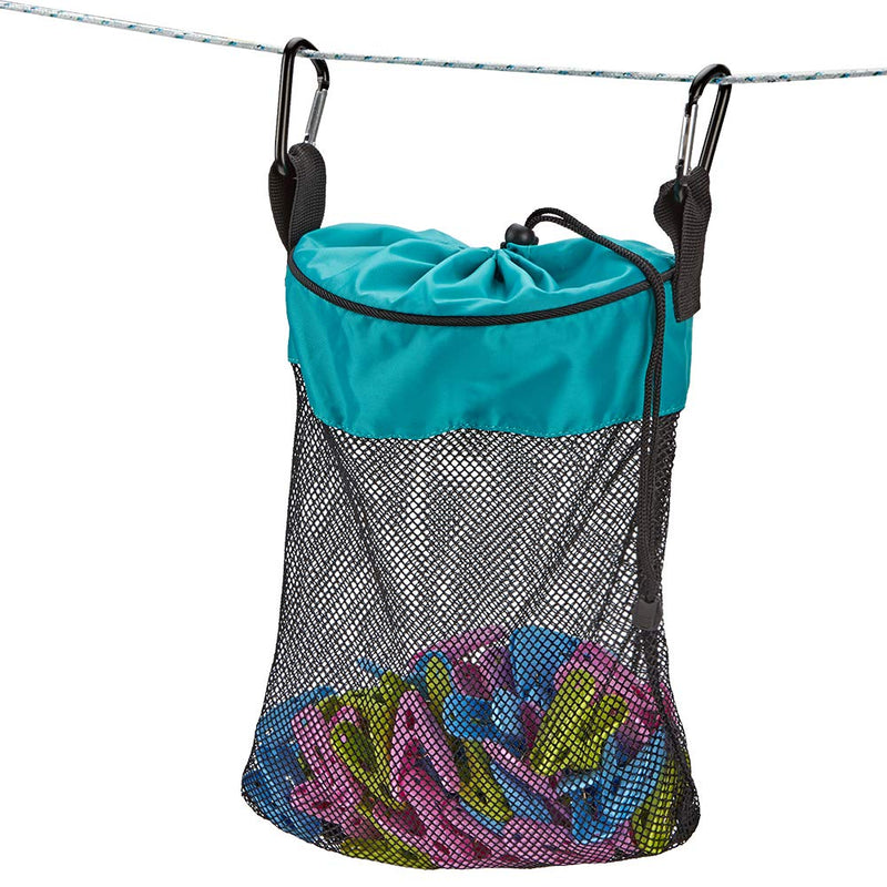 NewNest Australia - HOMEST Mesh Clothespin Bag, Hanging Clothes Pin Bag with Drawstring, Storage Organizer with Hook, Machine Washable, Sky Blue, (Patent Pending) A-sky Blue 