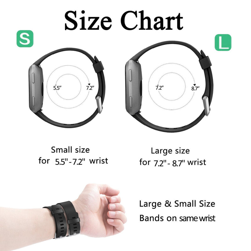 Wepro Bands Compatible with Fitbit Versa SmartWatch, Versa 2 and Versa Lite SE Watch for Women Men, Small and Large Black Large 7.2"-8.7" - NewNest Australia