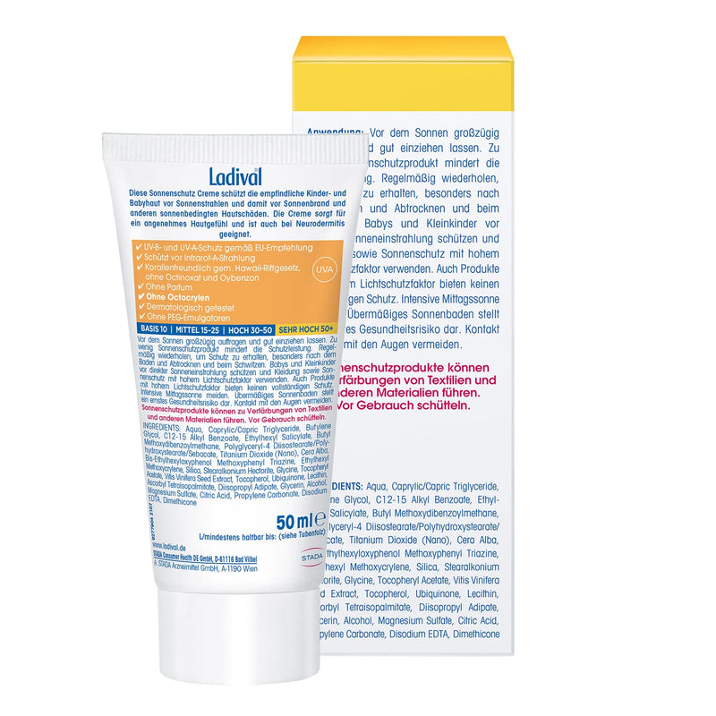 Ladival Children'S Sun Protection Cream For Face And Hands Spf 50+ - Fragrance-Free Sun Cream For Children - No Colorants And Preservatives - Waterproof - 1 X 50 Ml - NewNest Australia