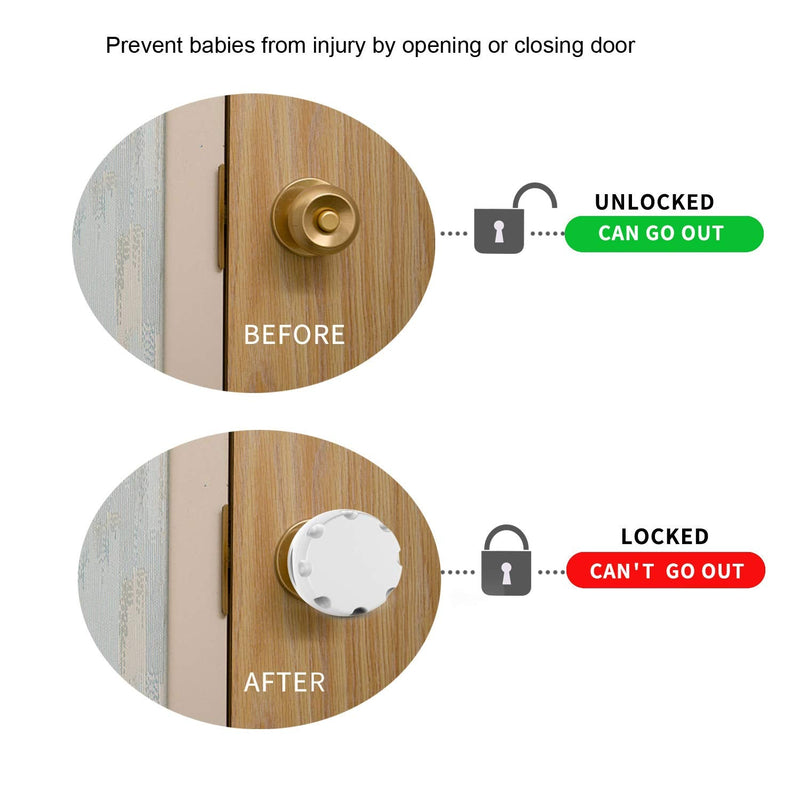 Uxoz Door Knob Safety Cover, 4 Pack Baby Safety Door Handle Cover, Screw Thread Design, Reusable, Reliable Solution to Prevent Kids from Popping Off The Covers 4 Count (Pack of 1) - NewNest Australia
