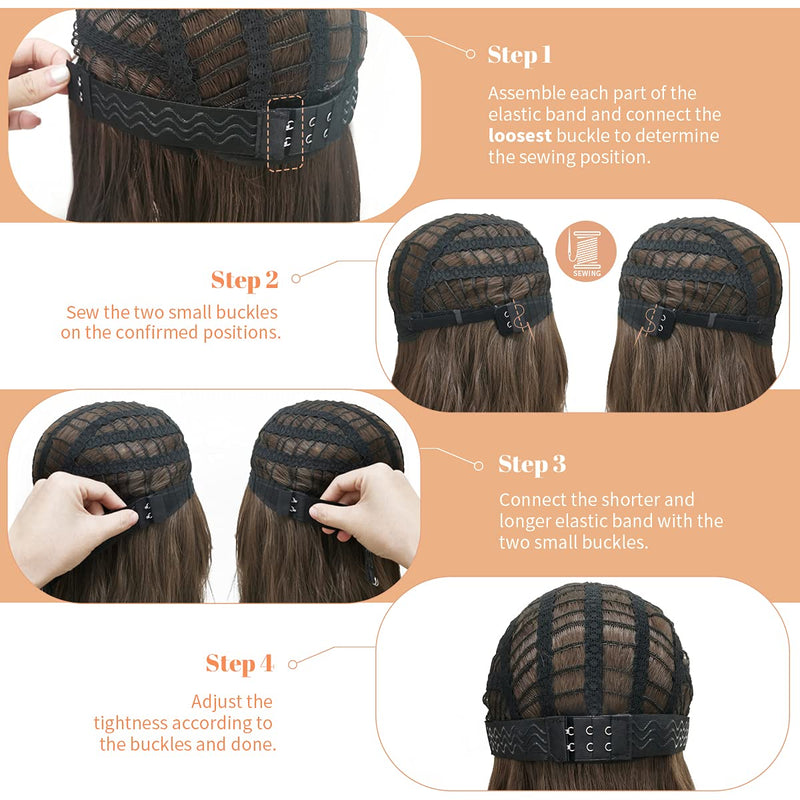 MYKURS 8 Pack Adjustable Wig Elastic Band, Silicone Coated Elastic Straps for Non-Slip Wigs Making and Sewing, Black - NewNest Australia