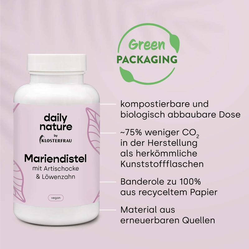 Dailynature Milk Thistle Extract With 80% Silymarin + Artichoke & Dandelion | 120 Capsules | Dietary Supplement | Vegan | Compostable Tin | No Unwanted Additives | Gluten Free | Lactose Free - NewNest Australia