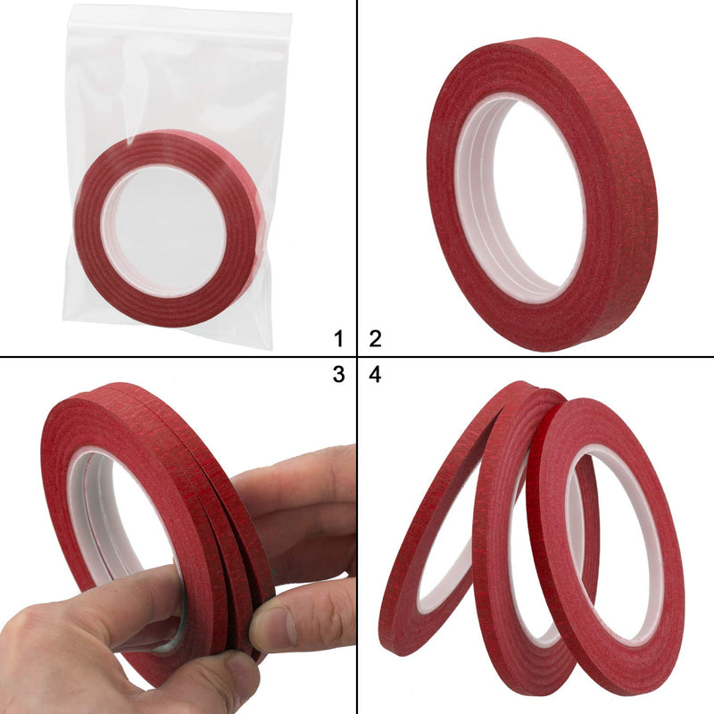 3 Pack 1/4" inch by 60yard Painters Tape, Masking Tape with Thin Narrow Finishing & 14 Day Easy Removal Trim Edge (Red 1/4inch Wide) Red 1/4inch Wide - NewNest Australia