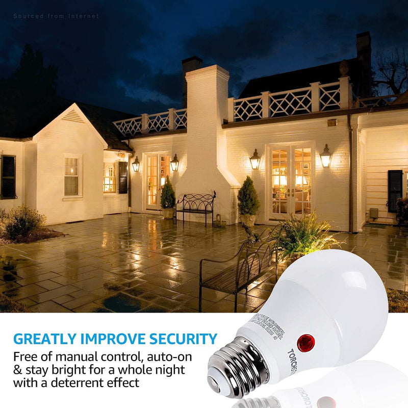 TORCHSTAR LED Dusk to Dawn Light Bulbs Outdoor, Light Sensor A19 LED Bulb, UL & Energy Star Certified, 9W (60W Eqv.), 800lm, Auto On/Off Photocell, for Porch, Front Door, 2700K Soft White, Pack of 4 Soft White (2700K) - NewNest Australia