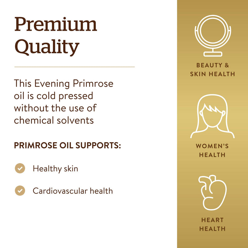 Solgar Evening Primrose Oil 1300 mg, 60 Softgels - Pack of 2 - Promotes Healthy Skin & Cardiovascular Health - Nutritional Support for Women - Non-GMO, Gluten Free, Dairy Free - 120 Servings 60 Count (Pack of 2) - NewNest Australia