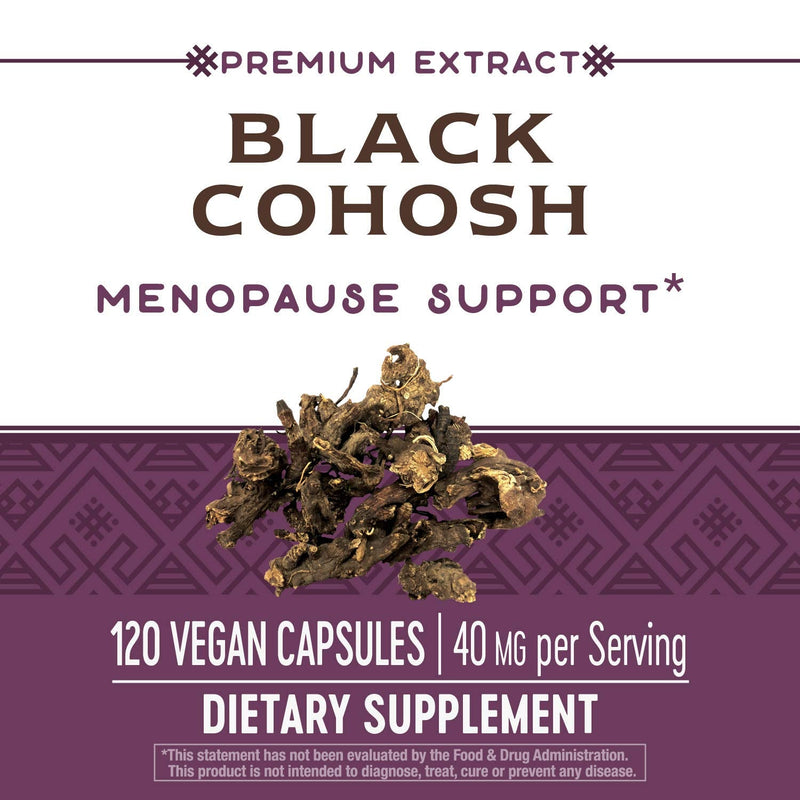 Nature's Way Standardized Black Cohosh, 2.5% Triterpene Glycosides per serving, 40 mg per serving, Non-GMO Project Verified, Gluten Free, Vegetarian, 120 Capsules 120 Count (Pack of 1) - NewNest Australia