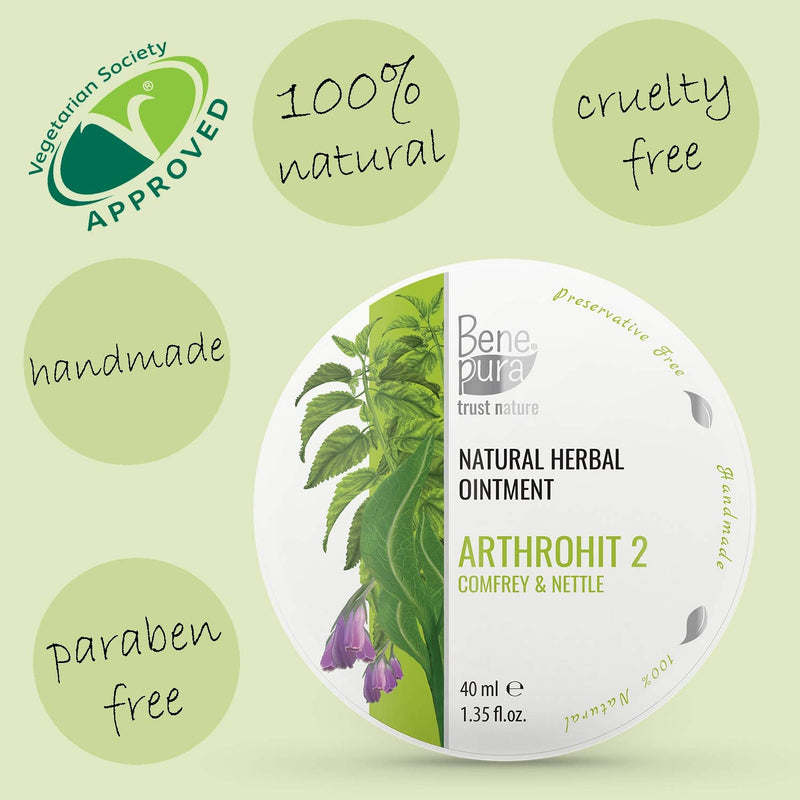 BenePura Comfrey Ointment for Muscle Pain Relief - Natural Comfrey Cream for Knee Pain Relief, Joint Pain Relief, Back Pain Relief, Neck Pain Relief - Muscle Rub Pain Relief Cream with Nettle - 40ml - NewNest Australia