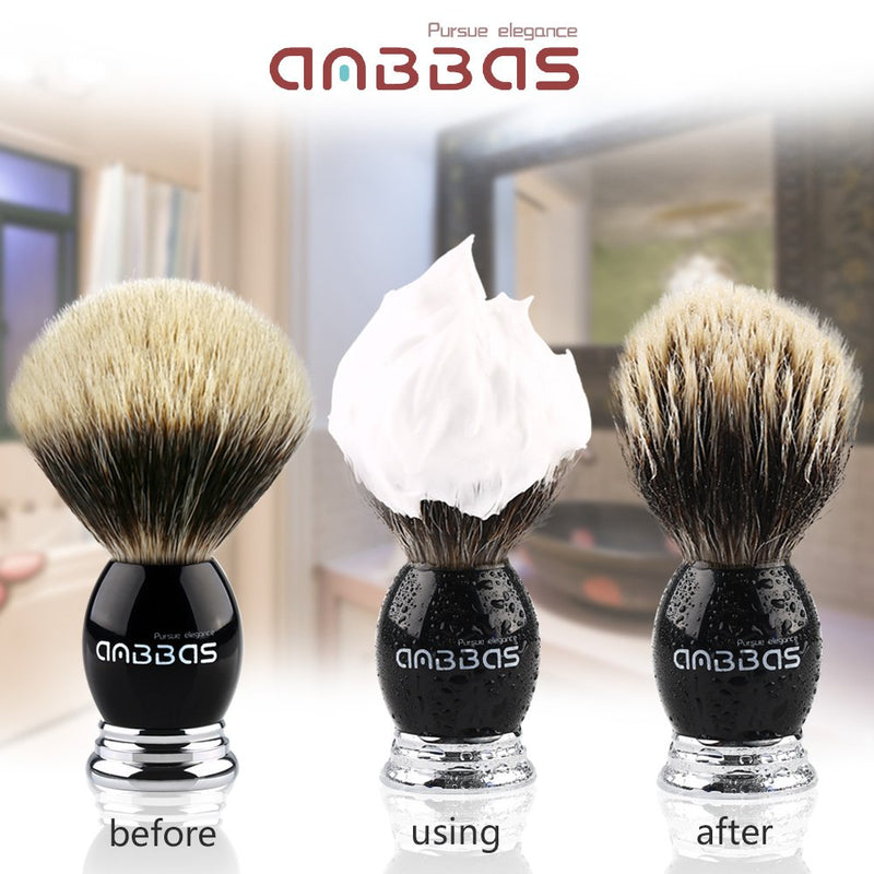 Anbbas shaving brush luxury men's gift shaving brush made of badger hair silver tip shaving brush made of real hair badger bristles black - NewNest Australia