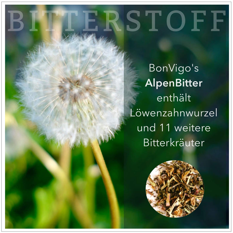Bonvigo Alpenbitter 90 Bitter Capsules With Gentian, Wormwood, Dandelion, Centaury - Choline Supports Liver, Fat Metabolism, Digestion - 12-Herb Formula According To Stomach Bitter Monastery Recipe 1 - NewNest Australia