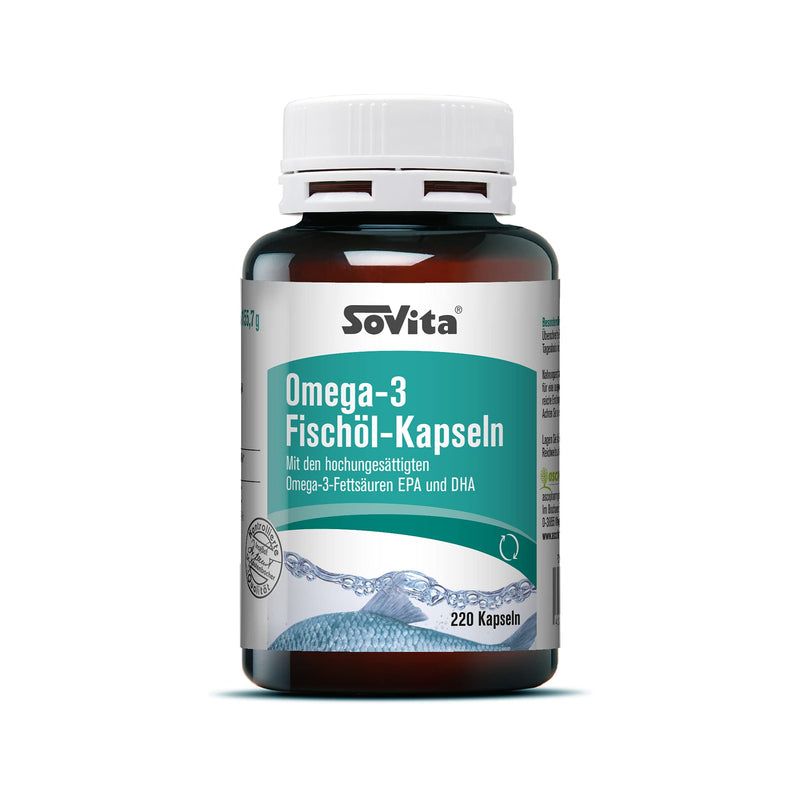 Sovita Omega 3 fish oil capsules, with highly unsaturated fatty acids EPA and DHA, high-dose dietary supplement, 220 capsules - NewNest Australia