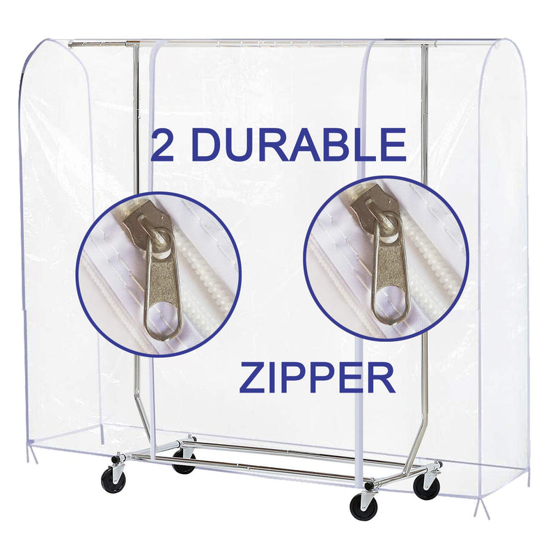 NewNest Australia - Ruibo Clear Garment Rack Cover Dustproof Clothes Rack Cover with 2 Durable Zipper/Clothing Waterproof Protector (L:71x20x60 inch) L/71x20x60 inch 