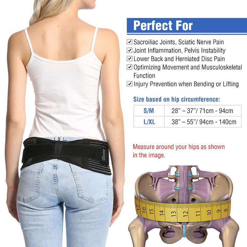 Sacroiliac Support Belt for Women & Men to Alleviate Sciatic, Pelvic, Lower Back Hip and Leg Pain, Stabilize SI Joint, Anti-Slip and Pilling-Resistant Sacroiliac Hip Brace, Ergonomic Design - S - NewNest Australia