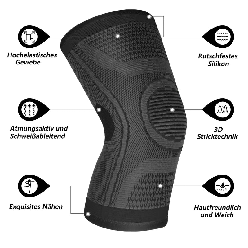 Knee Support Pack Of 2 Compression Knee Support For Men Women Non-Slip Breathable Knee Brace For Arthritis, Meniscus Tear, Acl, Tendonitis, Running, Squats, Sports (Black, Xl) - NewNest Australia