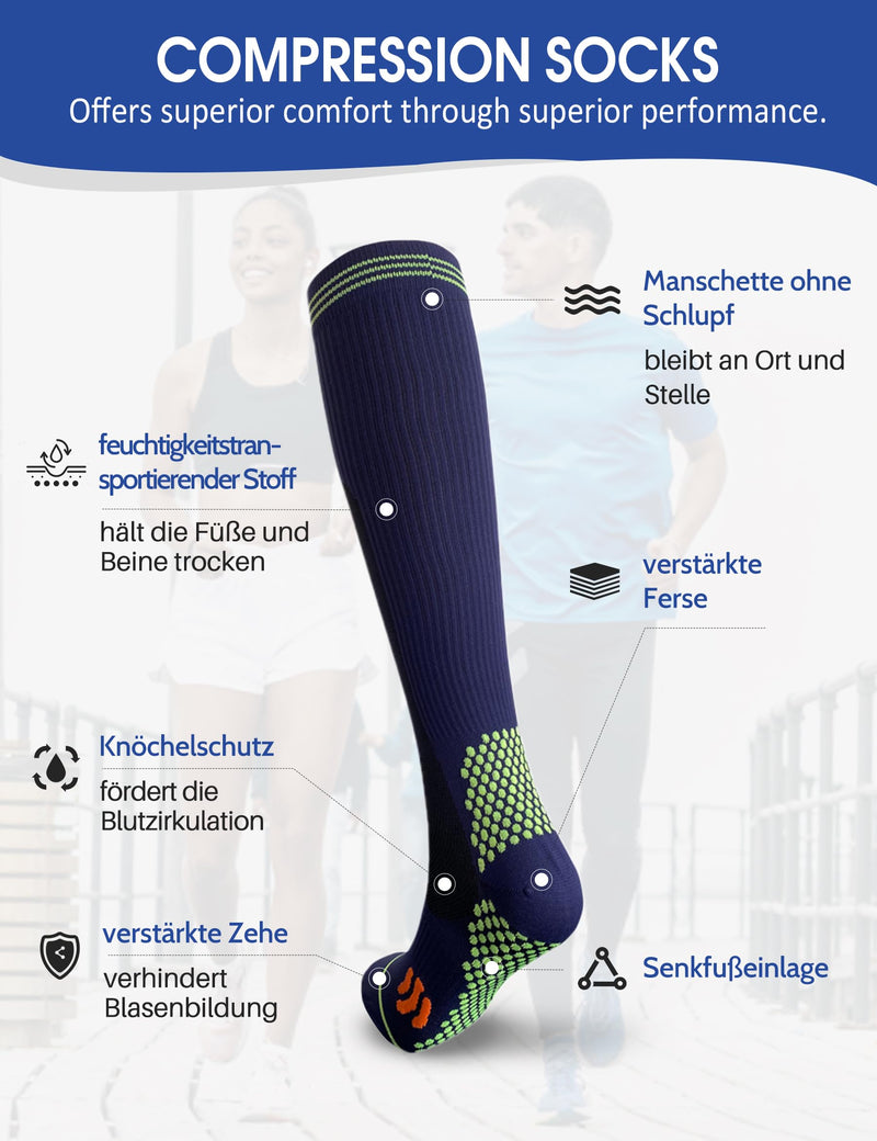 Kreori compression stockings for women and men, thrombosis stockings, compression socks for sports, flights, running, travel, cycling, pregnancy, nurse, 15-20 mmHg, SM, 1 pair, black - NewNest Australia