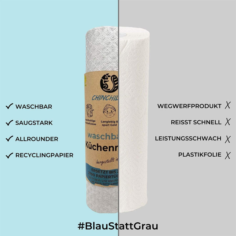 Chinchilla Washable Kitchen Roll | 12 Sustainable All-Purpose Wipes | Made In Germany | Sustainable Products & Zero Waste | Alternative Kitchen Roll | Reusable Gray Kitchen Towels, Highly Absorbent - NewNest Australia