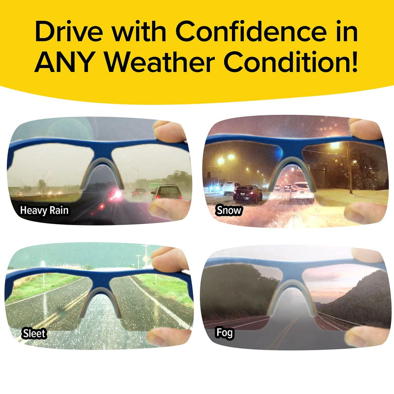 BattleVision Storm Glare-Reduction Glasses by BulbHead, See Clearly During Bad Weather Day or Night, Great for ALL Weather Conditions, Optimize Light & Block Blue Rays, Unisex Design, 2 Pairs - NewNest Australia