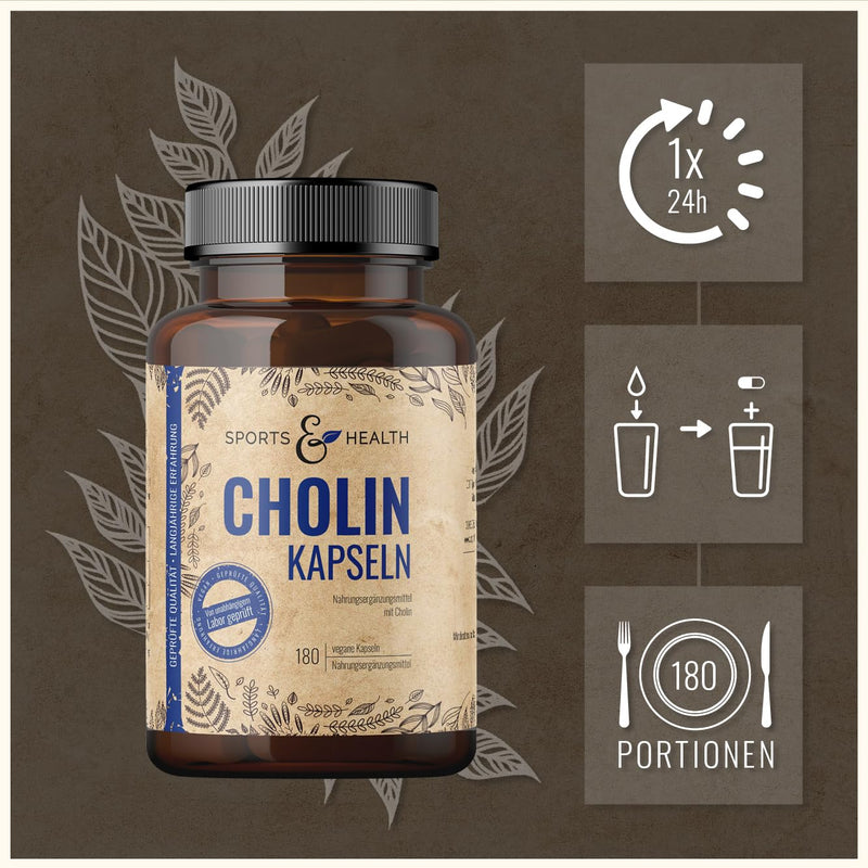 Choline capsules - high-dose choline capsules - 180 high-dose choline capsules - pure choline powder in capsules - choline - NewNest Australia