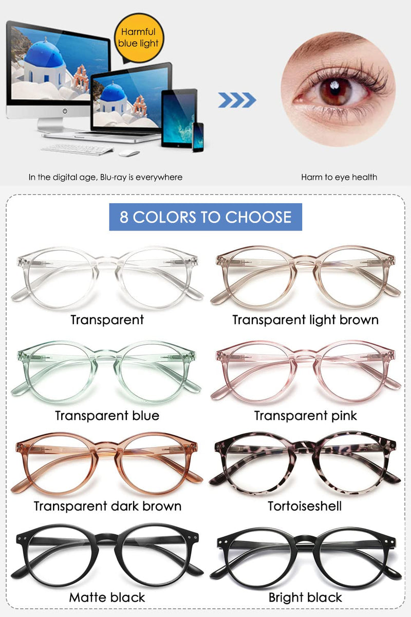 KOOSUFA Fashion Anti Blue Light Reading Glasses Spring Hinge Women Men Round Reading Aids Vision Aid Anti Fatigue Glasses 1.0 1.25 1.5 1.75 2.0 2.25 2.5 2.75 3.0 3.5 4.0 1x Transparent Light Brown 2.0 x - NewNest Australia