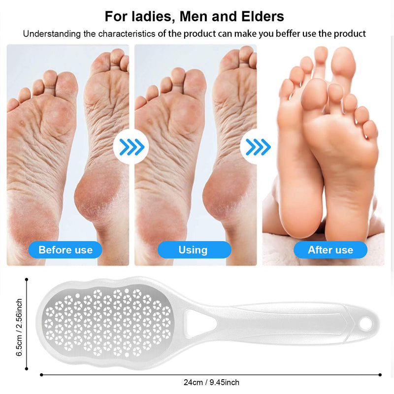 Foot Rasp Hard Skin Remover, Dead Skin Remover for Feet with Dander Container, Premium Stainless Steel Feet Care Callus Shaver for Dry Wet Foot Heel Callus, Dead, Cracked Skin White - NewNest Australia