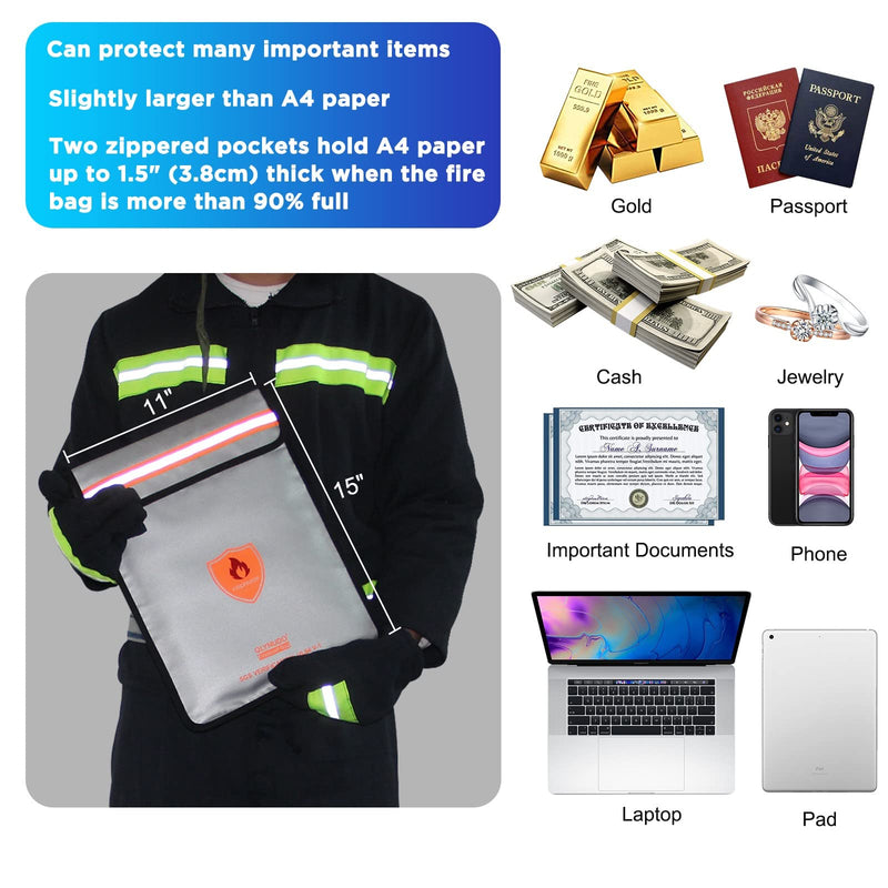 2022 Upgraded Fireproof Bag for Documents (2200℉), Fireproof Money Bag for Cash with Zipper (Reinforced Fire Protection - Aluminum Foil Lining), Waterproof Document Pouch for Valuables - NewNest Australia