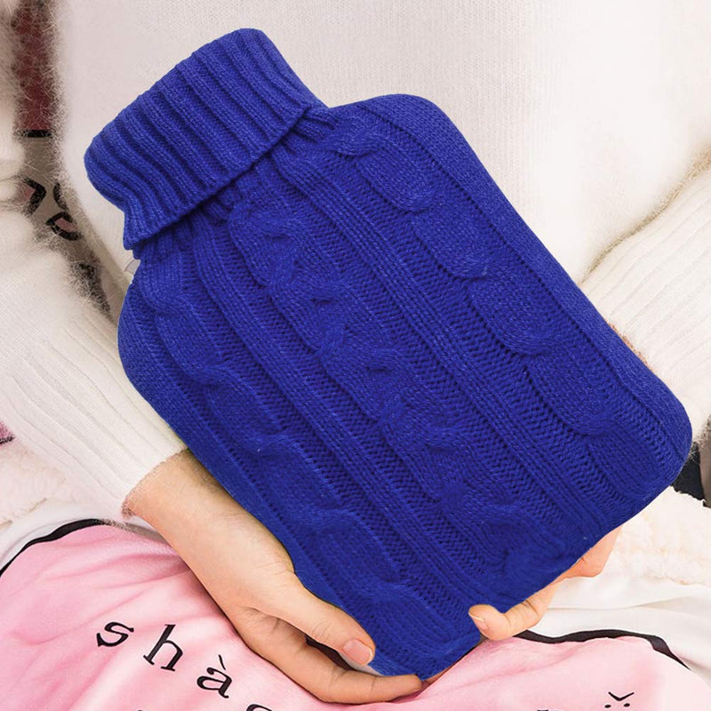 Attmu Rubber Hot Water Bottle with Cover Knitted, Transparent Hot Water Bag 2 Liter- Blue - NewNest Australia