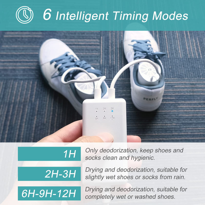 Voolex Shoe Dryer, Electric Shoe Dryer and Ozone Deodorizer with Timer, Warmer for Snow Boots Sneaker Socks, Adult Foot Shape Design | No noise | EU plug PM20Plus - NewNest Australia