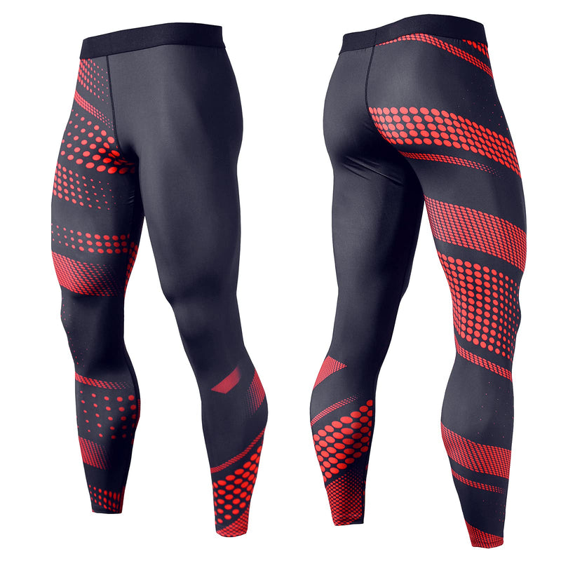 OEBLD Compression Pants Men UV Blocking Running Tights 1 or 2 Pack Gym Yoga Leggings for Athletic Workout Black+reddotpant X-Large - NewNest Australia