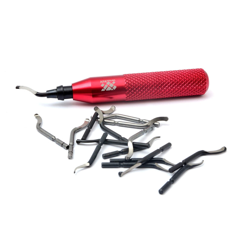 AFA Tooling - Deburring Tool Kit with 16 HSS Blades (5 BS1010, 5 BS3010, 5BS1018) for Multi Use Application | Edge Burr Removal for Copper Pipes, 3D Printing Plastics, Resin Art, and Metal Work Tool + 15blades - NewNest Australia