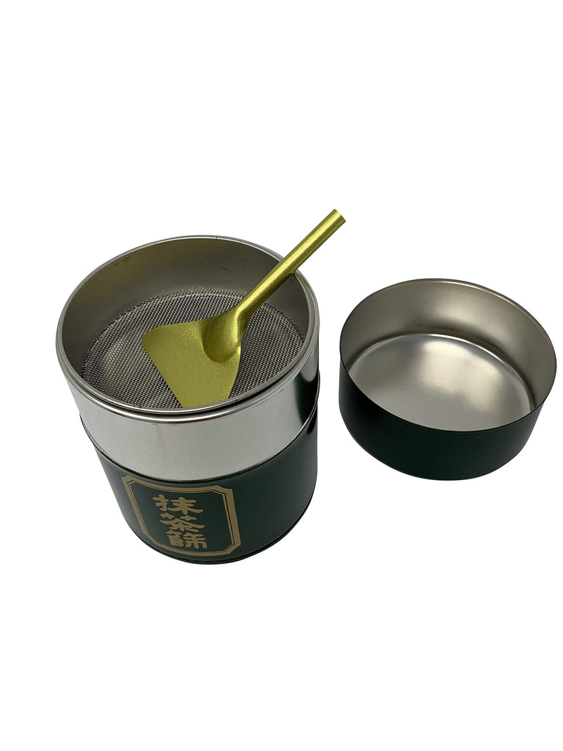 DOCTOR KING Authentic Premium Japanese Matcha Tea Caddy with Integrated Matcha Sifter - Stainless Steel - Reusable - Environmentally Friendly - Metallic Green & Gold - Made in Japan - NewNest Australia