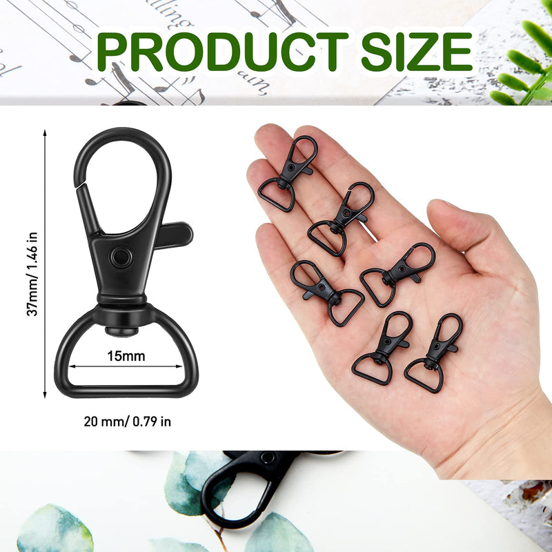 35 Pieces Swivel Clasps Lanyard Snap Hooks Keychain Clip Hook Lobster Claw Clasp Metal Hook Clasp with D Rings for Keychain Purse Hardware Sewing Craft Project (Black,20 mm) Black 20 mm - NewNest Australia